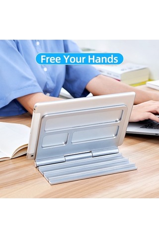 Pazly Bilgisayar Standı Katlanabilir, Gümüş/siyah, 20,5x15x3,1 Cm, Tablet Ve Cep Telefonu Standı