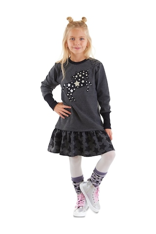 Denokids Mshb&g Yıldızlı Unicorn Antrasit Kız Çocuk Elbise Çok Renkli