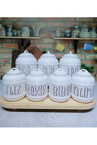 7 Parça Tasarım Baharatlık Seti Tea/coffee/sugar Tuz/kekik/biber/nane Pinterest Kavanoz Seti