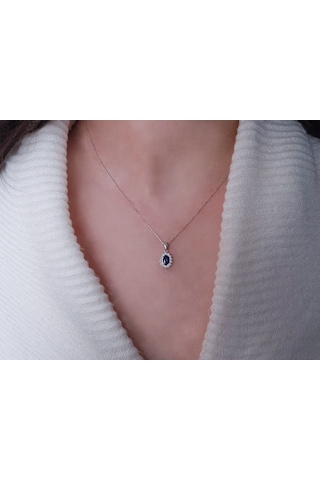 Sirius Pırlanta Oval Safir Taşlı Anturaj Kolye 0804P0163