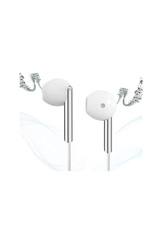 K103 3.5mm Jack Girişli Metal Yüksek Ses Sporcu Kulak İçi Extra Bass Beyaz Kulaklık Stereo Beyaz