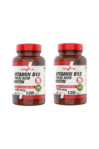 Nevfix B12 Folic Acid& Biotin 120 Tablet X 2 Kutu 240 Tablet