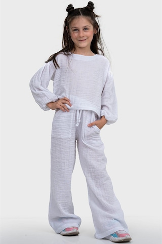 3232 Kız Çocuk Takım Alt Üst Takım Beyaz