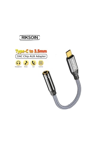 Riksoin Type-c To 3.5mm Jack Aux Dac Çip+hi-fi Ses + Ce Lisanslı