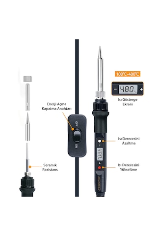 Exeo Dijital Isı Ayarlı Havya Set Lehim Makinesi Seti 80w Çantalı