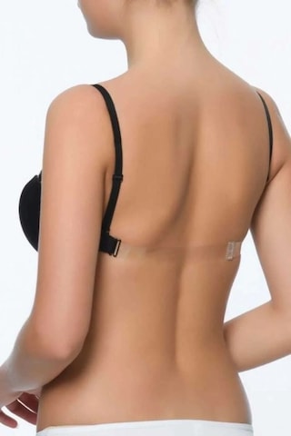 Pierre Cardin Kadın Siyah 6021 Balenli Straplez Şeffaf Askılı Desteksiz Micro Sütyen Siyah