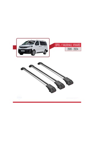 Opel / Vauxhall Vivaro 2019 Ve Sonrası İle Uyumlu Ace-1 Ara Atkı Tavan Barı Gri 3 Adet Bar