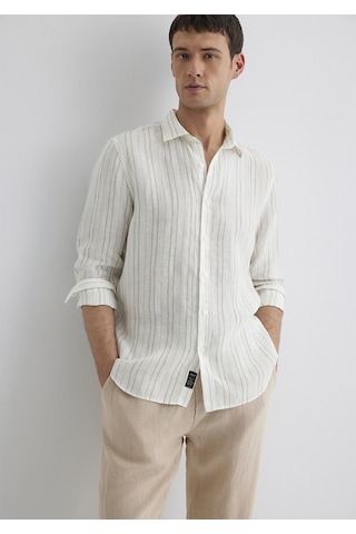 Mavi - Çizgili Yeşil Gömlek 0211525-71481 Yeşil