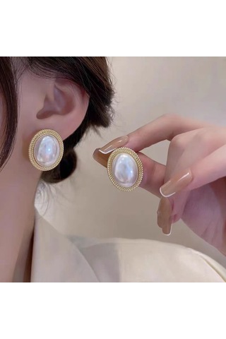 Geeksen "şık İnci Ve Kristal Küpe - Özel Günler İçin Zarif Aksesuar" Gold