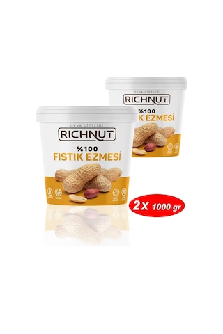 2 Kg Şekersiz Katkısız %100 Fıstık Ezmesi 2 X 1000 Gr