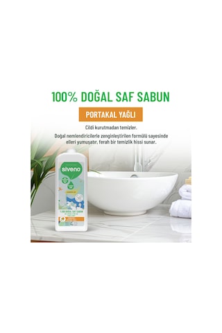 Siveno %100 Doğal Sıvı Kastil Sabun Portakal Yağlı Tazeleyici Nemlendirici Bitkisel Vegan 1 L