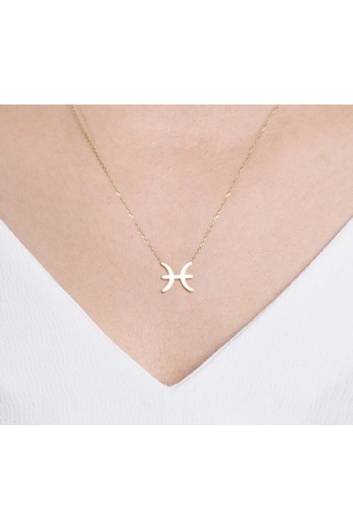 14 Ayar Sarı Altın Balık Burç Kolye