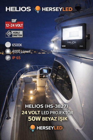 Helıos Hs-3827 12/24 Volt Led Projektör 50w Beyaz Işık