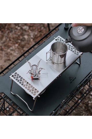 Konesam Stainless Steel Folding Camping Table With Storage Bag - Portable Gas Canister Insulation & Safety Table For Outdoor, Picnic, Barbecue - Silver Çok Renkli