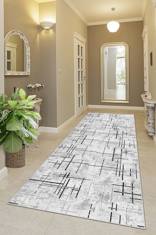 West Home Makinede Yıkanabilir Kaymaz Taban Leke Tutmaz Modern Kesme Yolluk Mutfak Yolluk Halı Yolluk Wh 488 Grey Yolluk