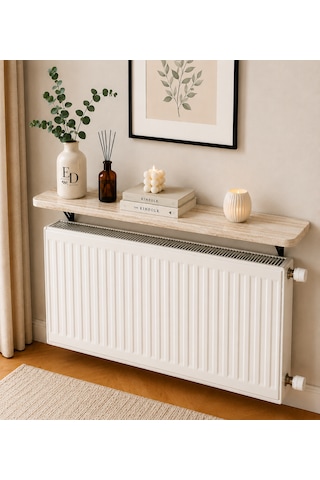 Petek Üstü Raf 100 Cm X 18 Cm Kavisli Duvar Delmeden Sabitlenen Dekoratif Raf, Uçan Raf Traverten