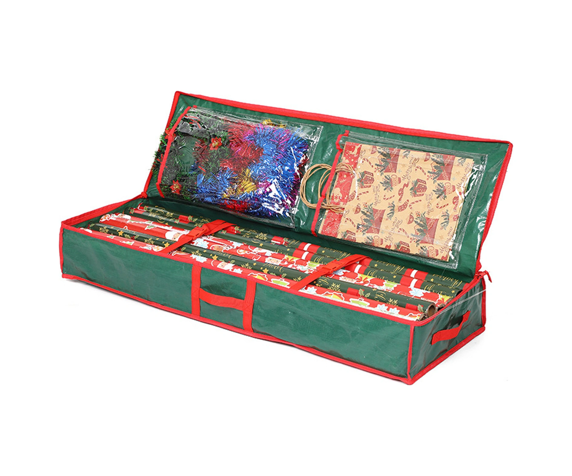 Dofolink Noel Paket Kağıdı Depolama Kutusu - Su Geçirmez Pe Malzeme İle Paket Kağıdı, Ribbon Ve Dekorasyonları Düzenleyen, Yatak Altı Saklama Kabı Yeşil Yeşil