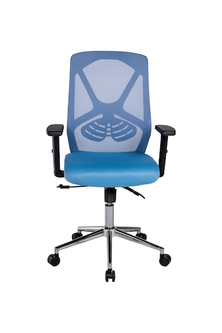 Ofisbazaar Dolphin Siyah Fileli Çalışma Koltuğu Ergonomik Şef Ve Toplantı Koltuğu Açık Mavi Mavi