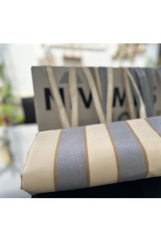 Nivemeshome Branda Balkon Perdesi Kornişli Ve Bağcıklı Fon Perde Yeni Kumaş Versiyon Gri-krem 200 X 150 Çok Renkli