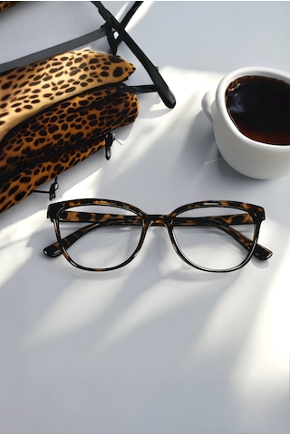 Habeq Leopar Desenli Yeni Sezon Cat Eye Gözlük Optik Uyumlu Mavi Işık Korumalı Çok Renkli