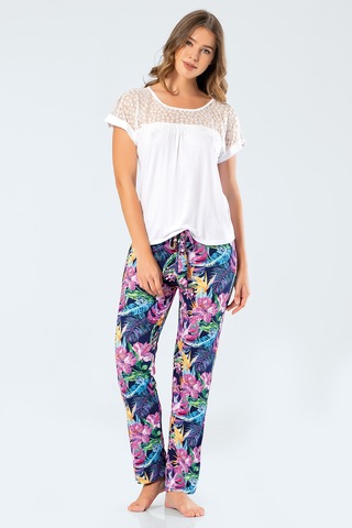 Türen 3302 Desenli Kadın Pijama Takımı - Lacivert Lacivert