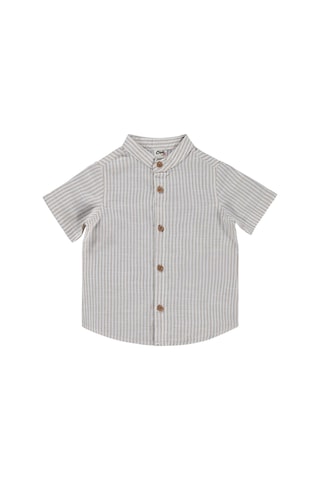 Civil Baby Çizgili 6-18 Ay Gömlek - Kahverengi 12-18 Ay Sütlü Kahve