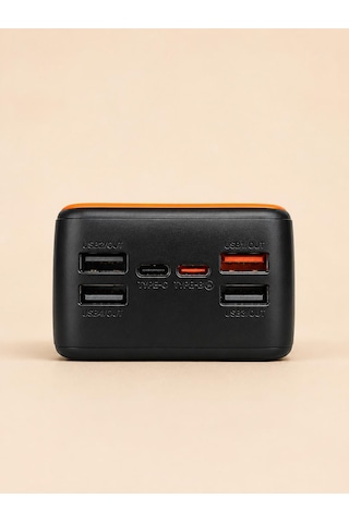40.000mah Taşınabilir Powerbank Led Dijital Ekranl Type-c-lightning Şarj Kablosu 4 Usb Çıkış Portu Hızlı Şarj Siyah - Siyah