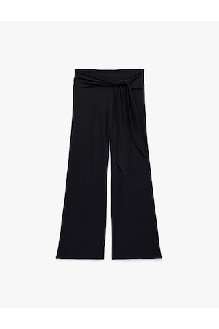 Koton Beli Bağlama Detaylı Modal Geniş Paça Pantolon Siyah 6sal40084ık