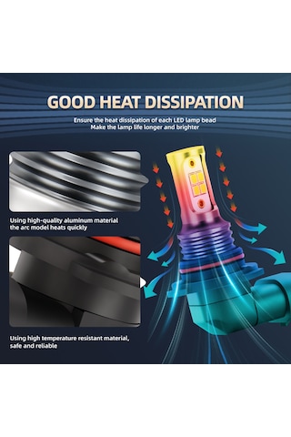 Xindoker V1 Araba Led Sis Farı 16w 1000lm 6000k Beyaz Ip68 Su Geçirmez 9005/hb3/h10 Soketli 2'li Set