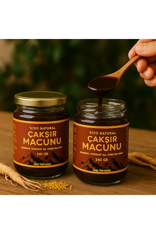 Anzel Çakşır %100 Natural Ginseng Macunu Tongkat Ali, Çakşır Otu Bal Bitkisel Karışım Kuvvet Macun 240 Gr