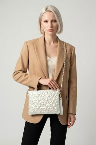 Gl-003 Yıldız Dikişli Kadın El Çantası Clutch Çanta Omuz Çantası Çapraz Çanta Pörtföy Çanta Beyaz