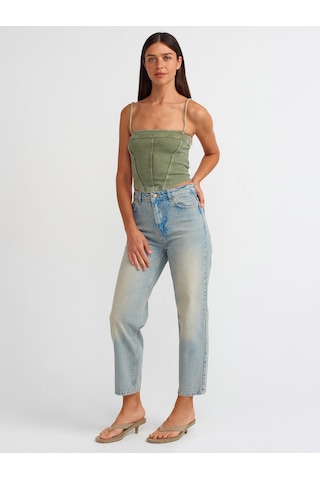 Dilvin Askılı Crop Top Yeşil