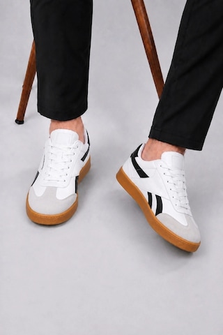 Ht Hotin Jetta Erkek Casual Sneaker Kauçuk Taban - Beyaz-siyah-taba