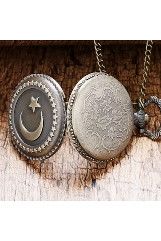 Smael Ay Yıldız Kabartmalı 50 MM Köstekli Cep Saati