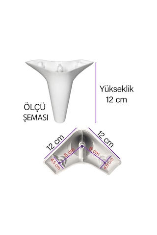 4 Adet Zelve 12 Cm Beyaz Lüx Mobilya Kanepe Sehpa Ünite Koltuk Ayağı Baza Ayak