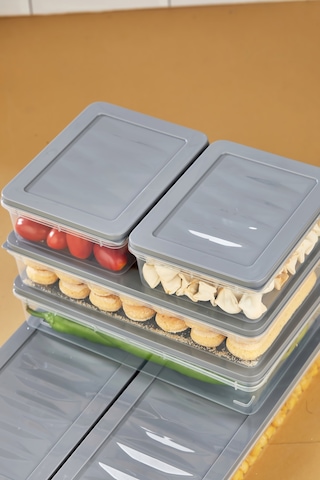 Multi Box 6 Parça 3 Farklı Boy Saklama Kabı Seti - Dondurucu & Mikrodalga Uyumlu Gri