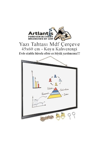Artlantis Duvara Monte Beyaz Yazı Tahtası 45x60 Cm Mdf 1 Adet Laminant Yazı Tahtası Mdf Çerçeveli Askılı Okul Of Genel