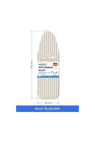 Ütü Masası Kılıfı Örtüsü Bezi, Do Not Disturb Desen Süngerli Ve Keçeli, Yanmaz, Ayarlanabilir 48x138 Cm