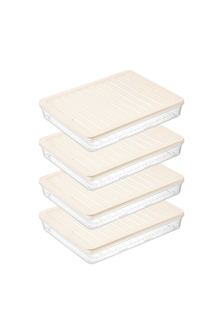 Bigmate Bgmt2525 4'lü Şeffaf Saklama Kabı 4x2,5 Lt Mikrodalga Buzdolabı Ve Dondurucu Uyumlu Düzenleyici Krem