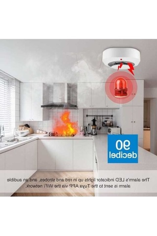 Zyzqstore Yangın Duman Beyaz Alarmı, Akıllı Ev Tuya Sensörleri, Hallow Ev Güvenlik Beyaz