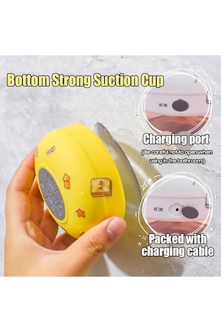 Taşınabilir Kablosuz Su Geçirmez Mini Bluetooth Hoparlör, Duş Ve Araç İçin Yapışkan Tasarım, Type-c Şarj, Mikrofonlu.