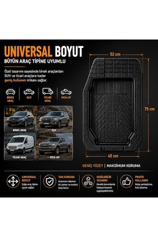 Wöbermann Honda Jazz Uyumlu 4d Premium Oto Paspas Takımı Kesilebilir Universal Yapı