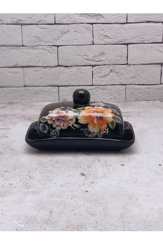 Rosenberg Krem Peynir İçin Kapaklı Seramik Tereyağı Kabı 305446710 Siyah