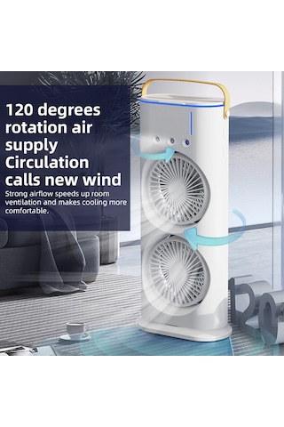 Hallow Çift Kafalı Sprey Kule Kontrollü Sis Nemlendirici Fan Beyaz