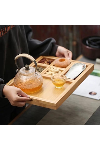 Meyve Tepsisi, Çay Töreni Aksesuarları Kombinasyonu Bambu Kurutulmuş Meyve Tepsisi Atıştırmalık Tabak Tutucu Ev Çay Töreni İçin