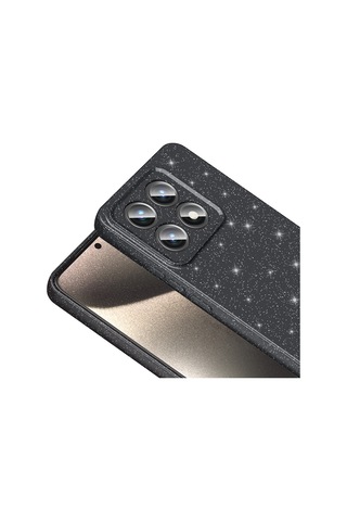 Ardemix 14t Pro Kılıf Kamera Korumalı Simli Lüks Koton Kapak - Siyah Siyah