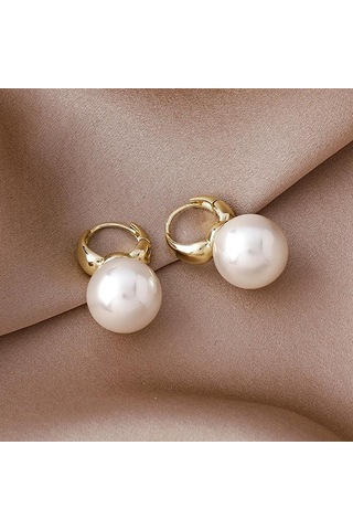 Sevimli Simülasyon İnci Çiviler Hoop Küpe Kadınlar İçin Eardrop Minimalist Küpe Düğün Moda Takı Beyaz