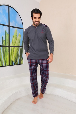 Nisanca Kışlık Sıcak Tutan Erkek Polar Pijama Takımı Gri