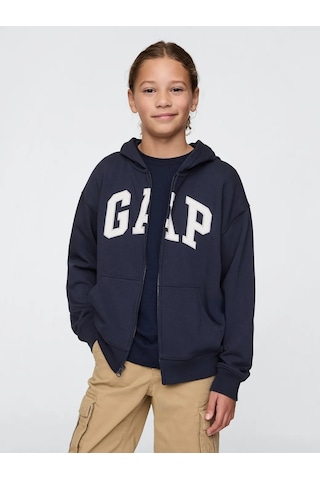 Gap Lacivert Erkek Çocuk Logo Relaxed Fermuarlı Sweatshirt