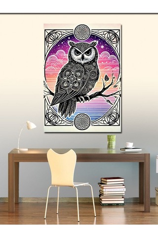 Kanvas Tablo Geometrik Baykuş Motifi 100cmx140cm